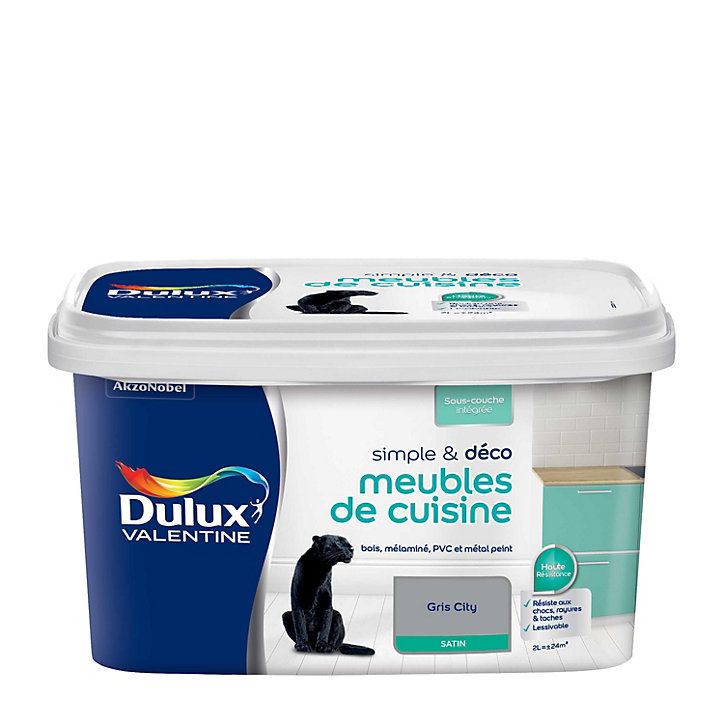 Peinture de rénovation pour mobilier Simple & Deco Meubles De Cuisine Dulux Valentine satin gris city 2L