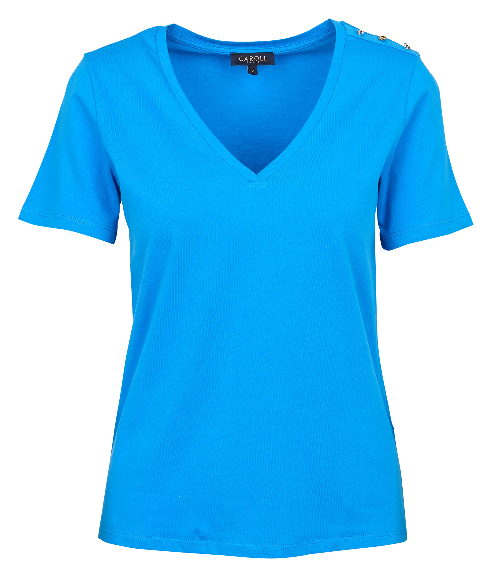 MANONB - Tee-shirt col V en coton| Bleu