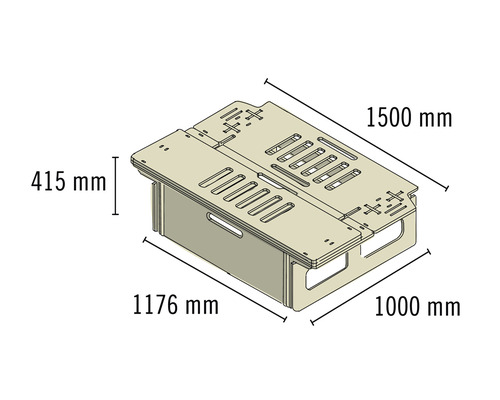 Buildify Campingbox Marinus achterbedsysteem voor VW, 1800x1500x415 mm (LxBxH) (zonder montage- en bevestigingsmateriaal)