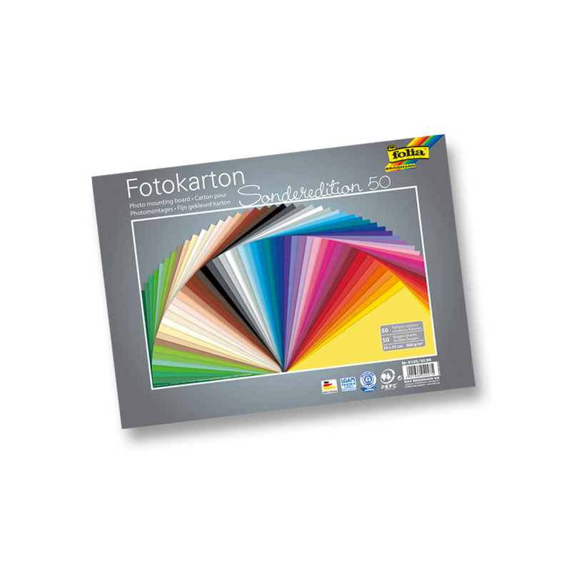 Folia Fotokarton, 25 x 35 cm, assortiert, 50 Blatt