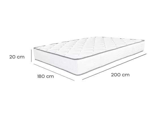 Matelas RONA King Size 180x200 cm, réversible en mousse Memosoft100 à mémoire de forme et indépendance du couchage, épaisseur 20cm
