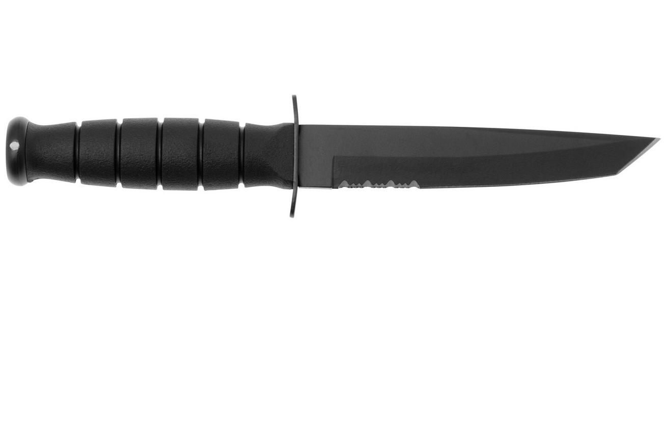 KA-BAR 5055 Short Tanto, Serrated Black, Kydex Sheath, vaststaand mes