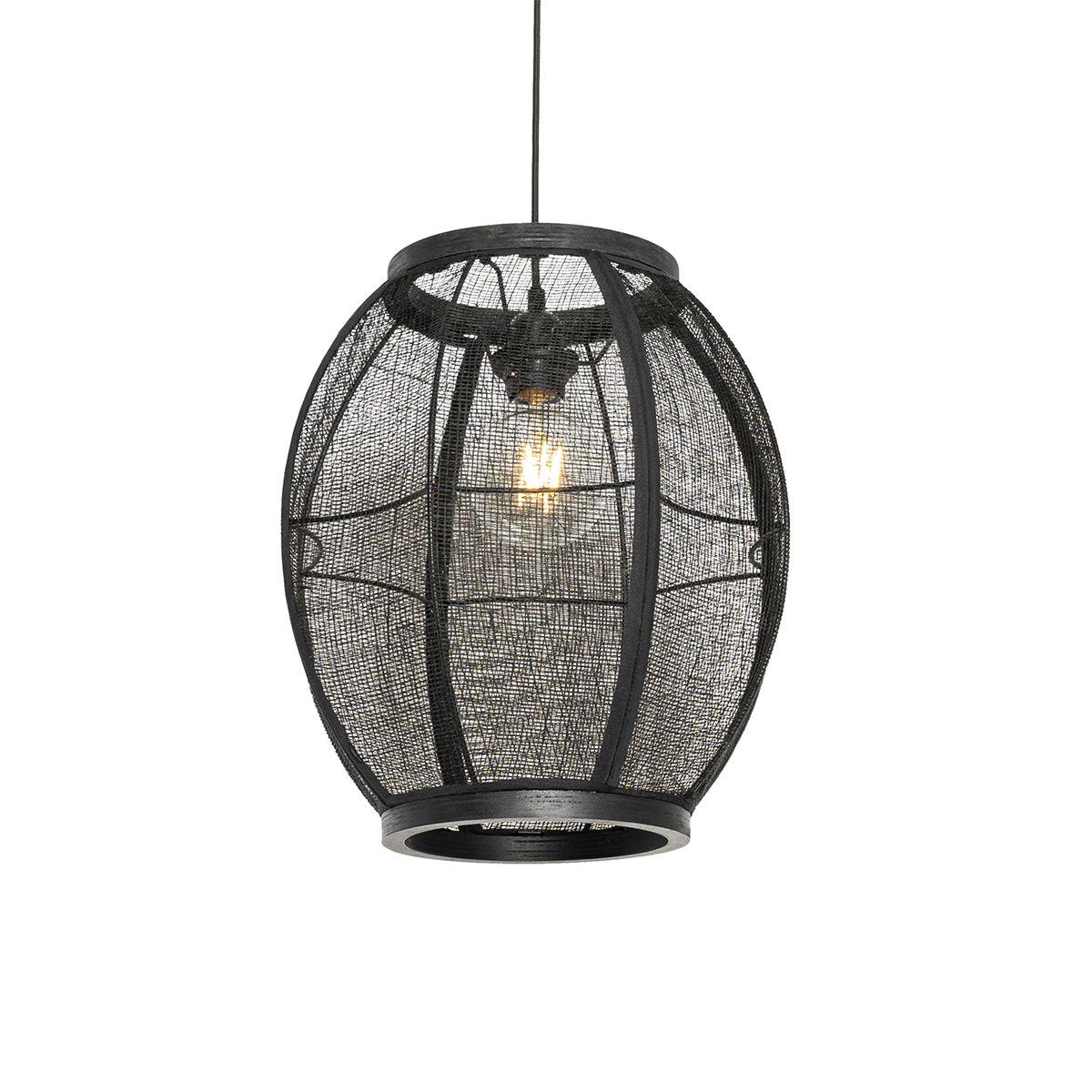 Oosterse hanglamp zwart stof 35 cm - Rob