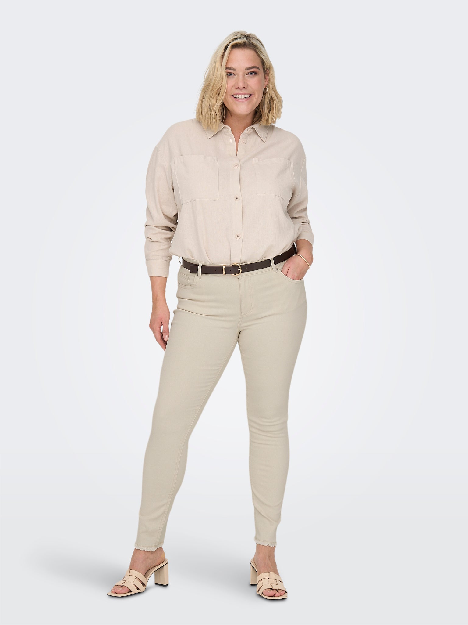 CARWILLY Mittlere Taille Skinny Fit Jeans Ecru