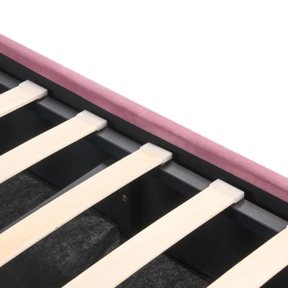 ROCHEFORT - Tweepersoonsbed - Roze - 160 x 200 cm - Fluweel