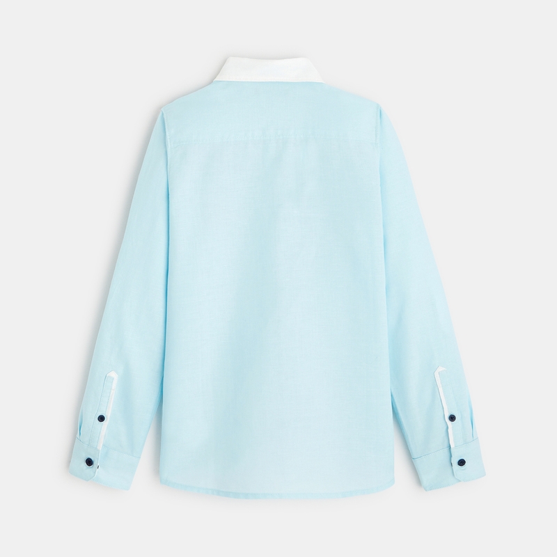 Chemise bicolore en popeline bleue garçon