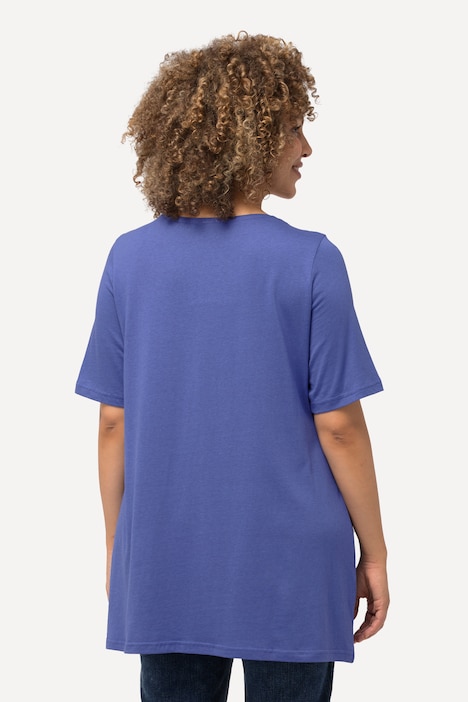 T-Shirt, Zierfalten, A-Linie, Rundhals, Halbarm, Modal