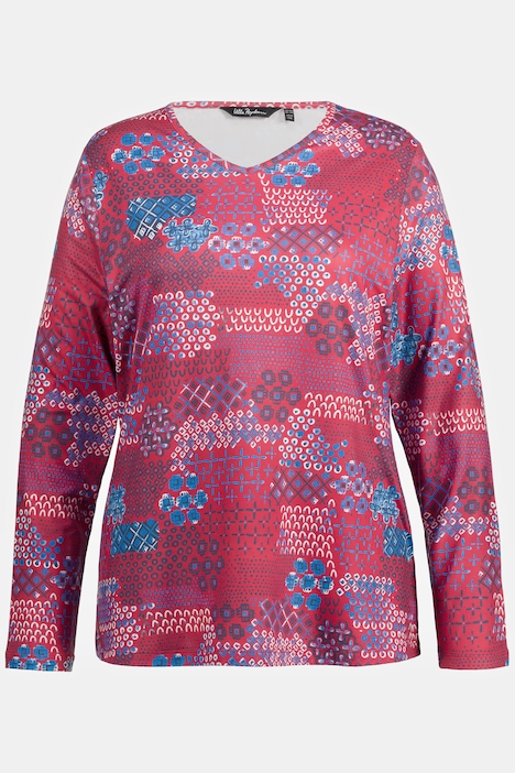 Skishirt, bedruckt, V-Ausschnitt, Langarm, Loop