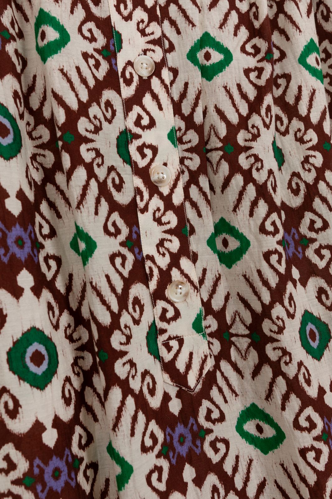 Donkerbruine midi jurk met ikat print