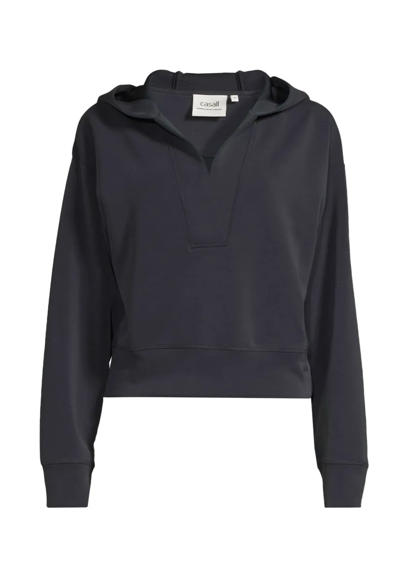 Casall Peachy V-Neck Hoodie Almost Black