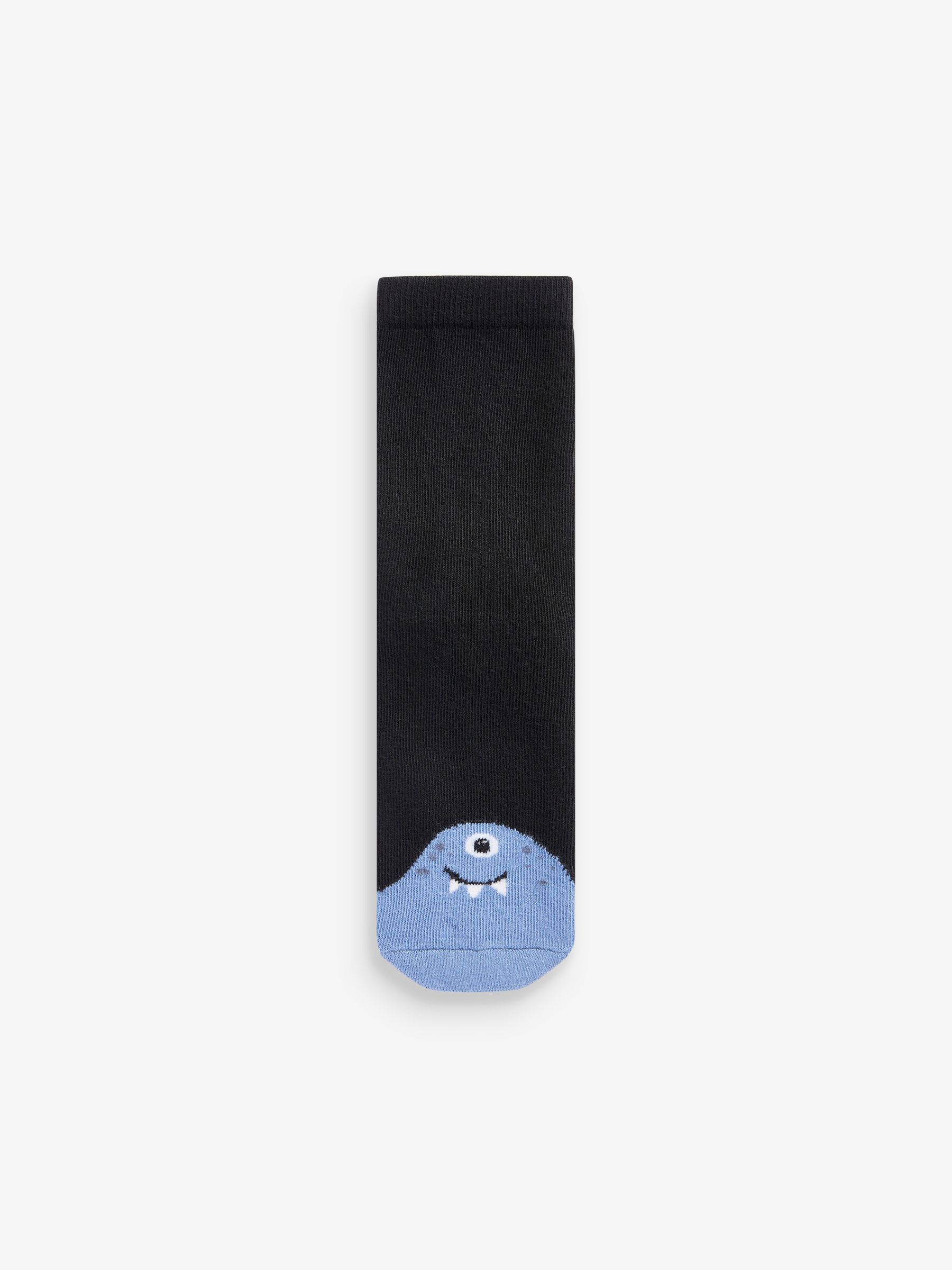 Zwart met monsters in tinten blauw - 7 Paar verzachte sokken met hoog katoengehalte
