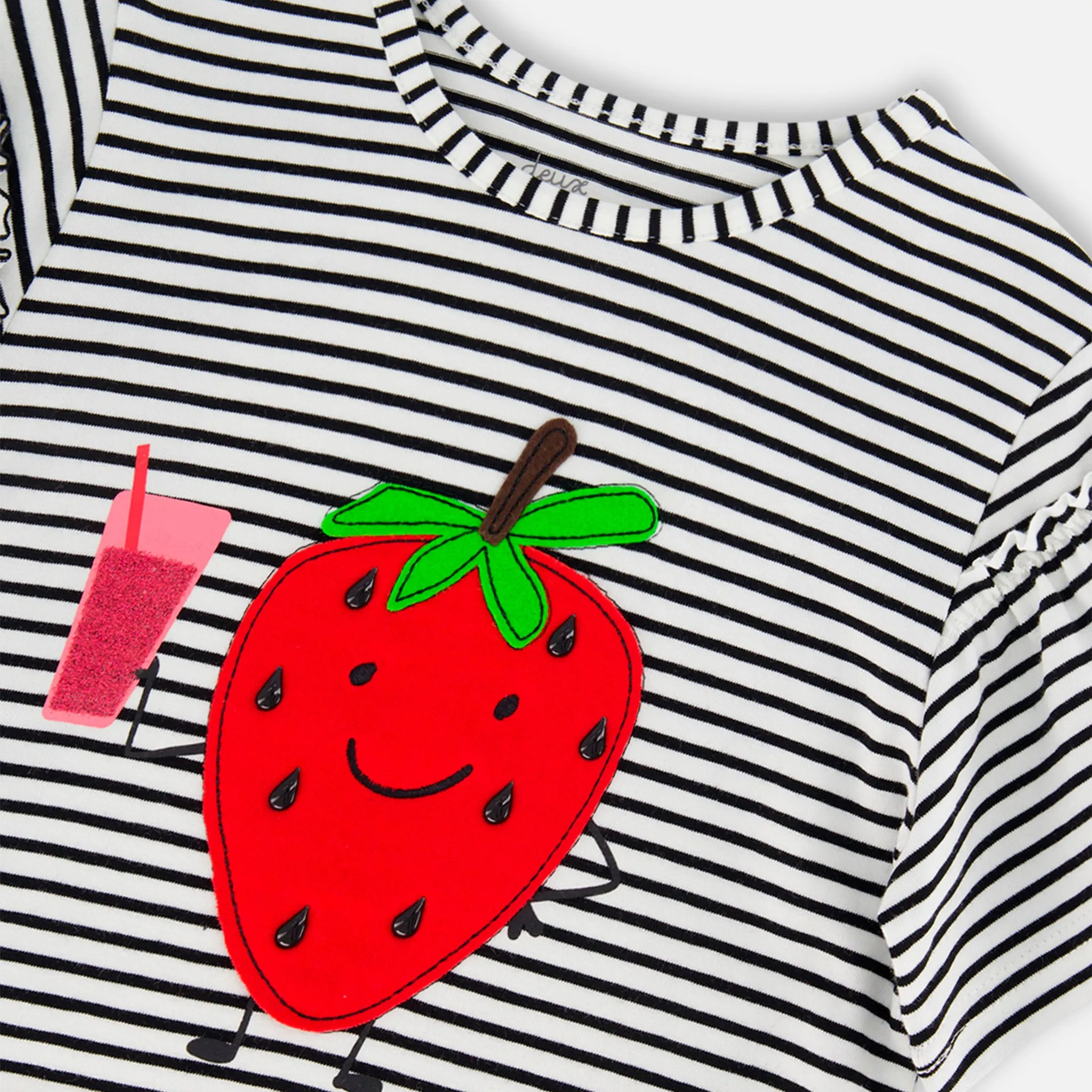 Deux par Deux T-shirt Rayé Fraise 3-6ans