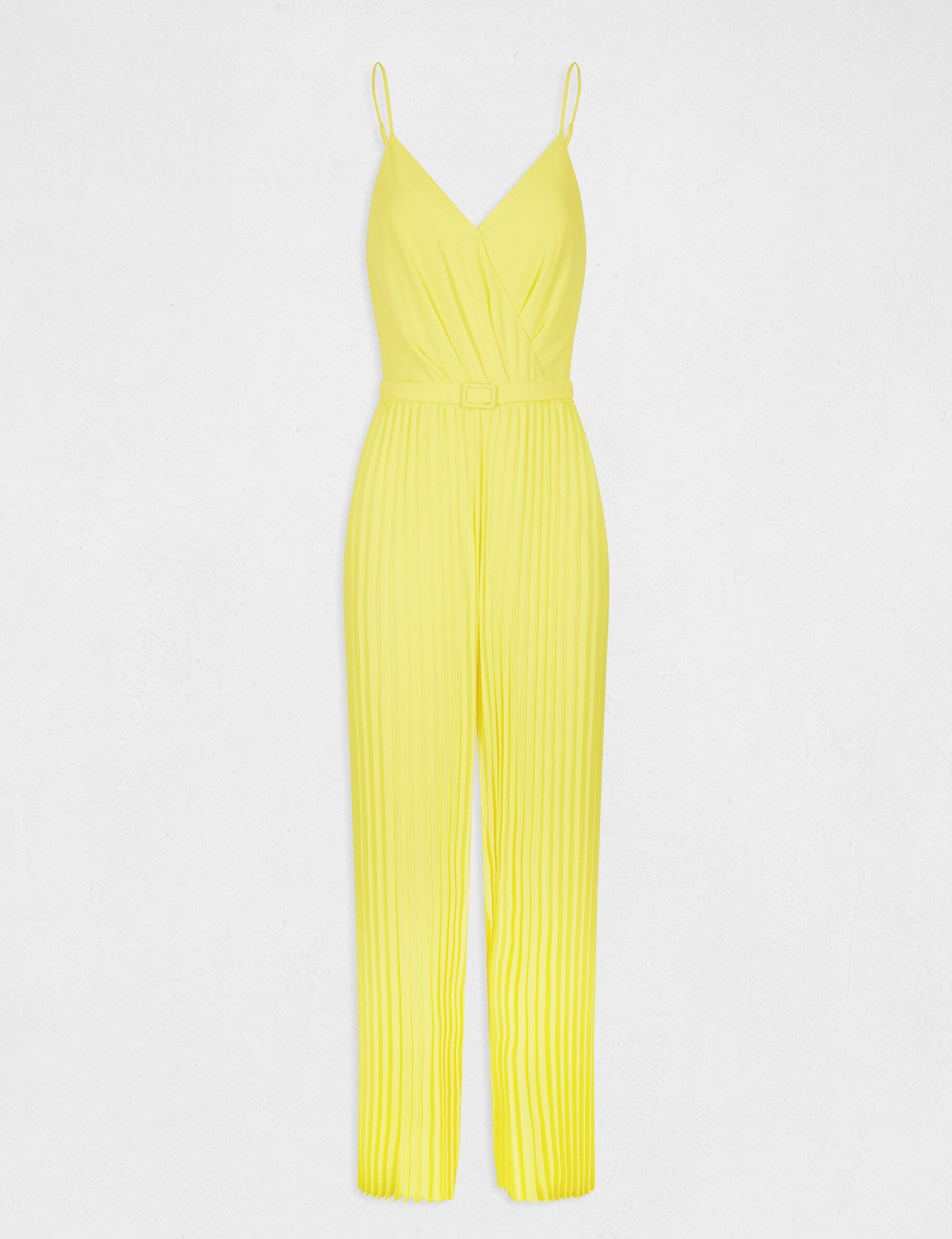 Combinaison large plissée avec dos nu jaune femme - jaune
