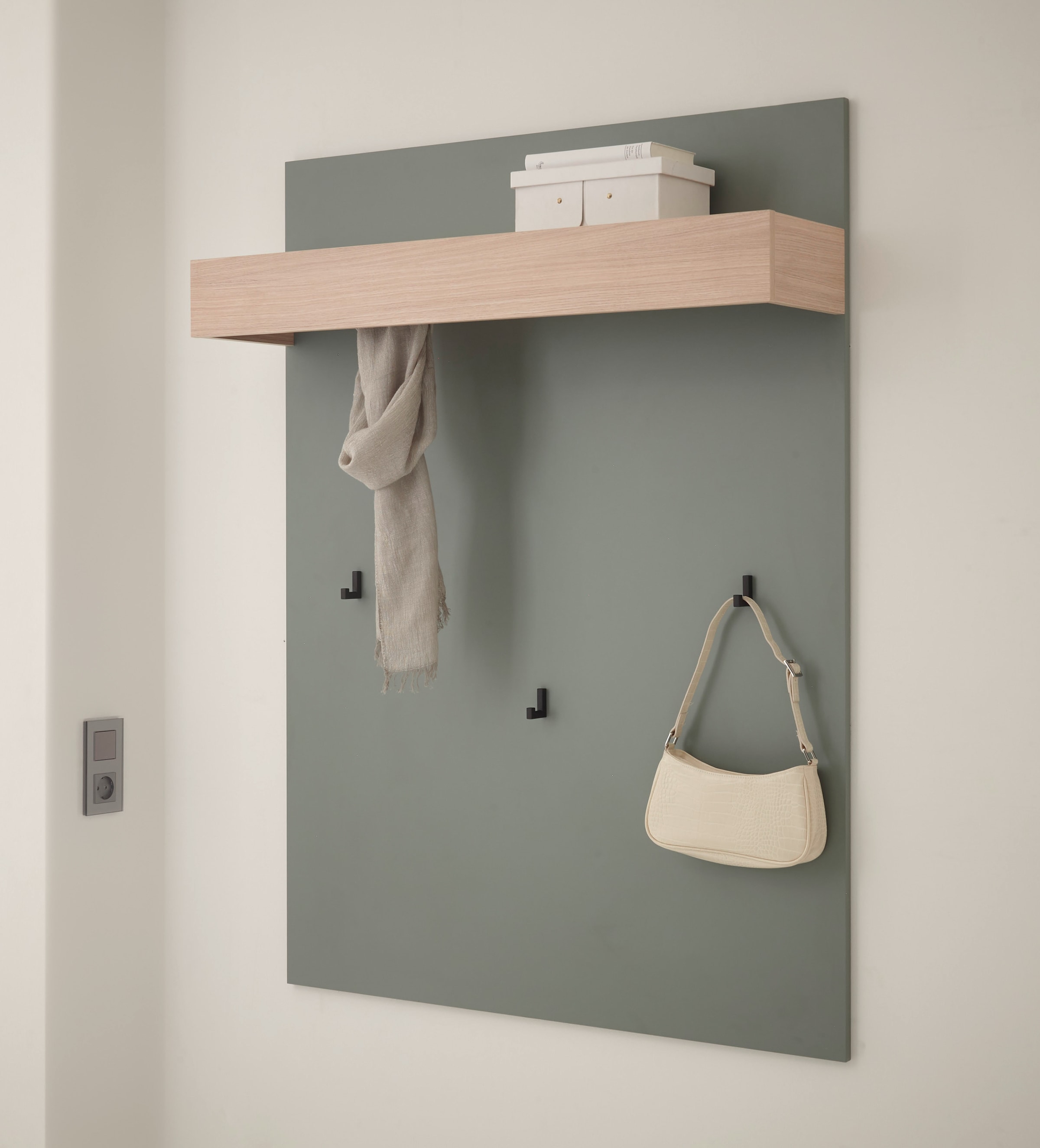 INOSIGN Garderobenpaneel »GiRON/CiTY, Wandregal in vier Farben, Flurgarderobe mit Hutablage« mit Kleiderstange und Haken, 100 cm breit