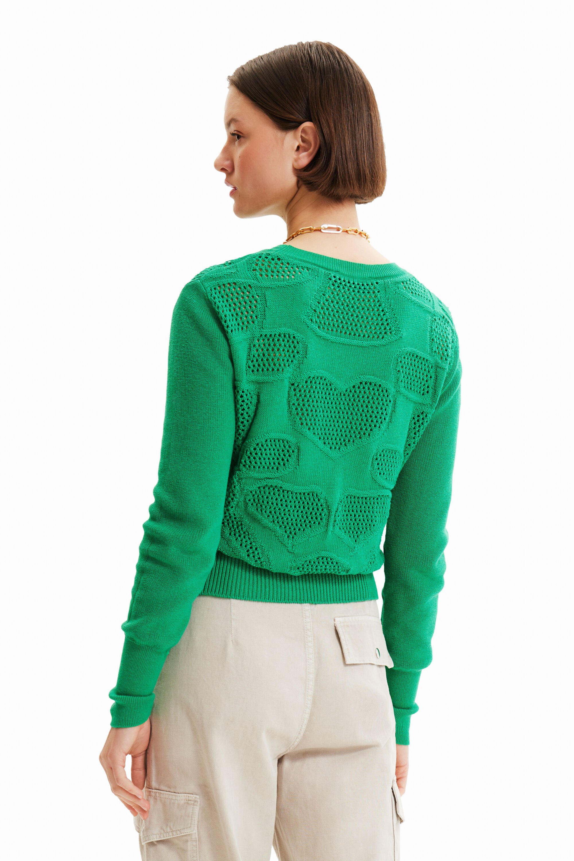Pull motifs ajourés fleur