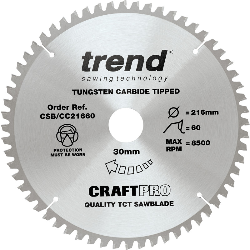 Trend Crosscut cirkelzaagblad voor de afkortzaag 216x30x2,6mm 60T