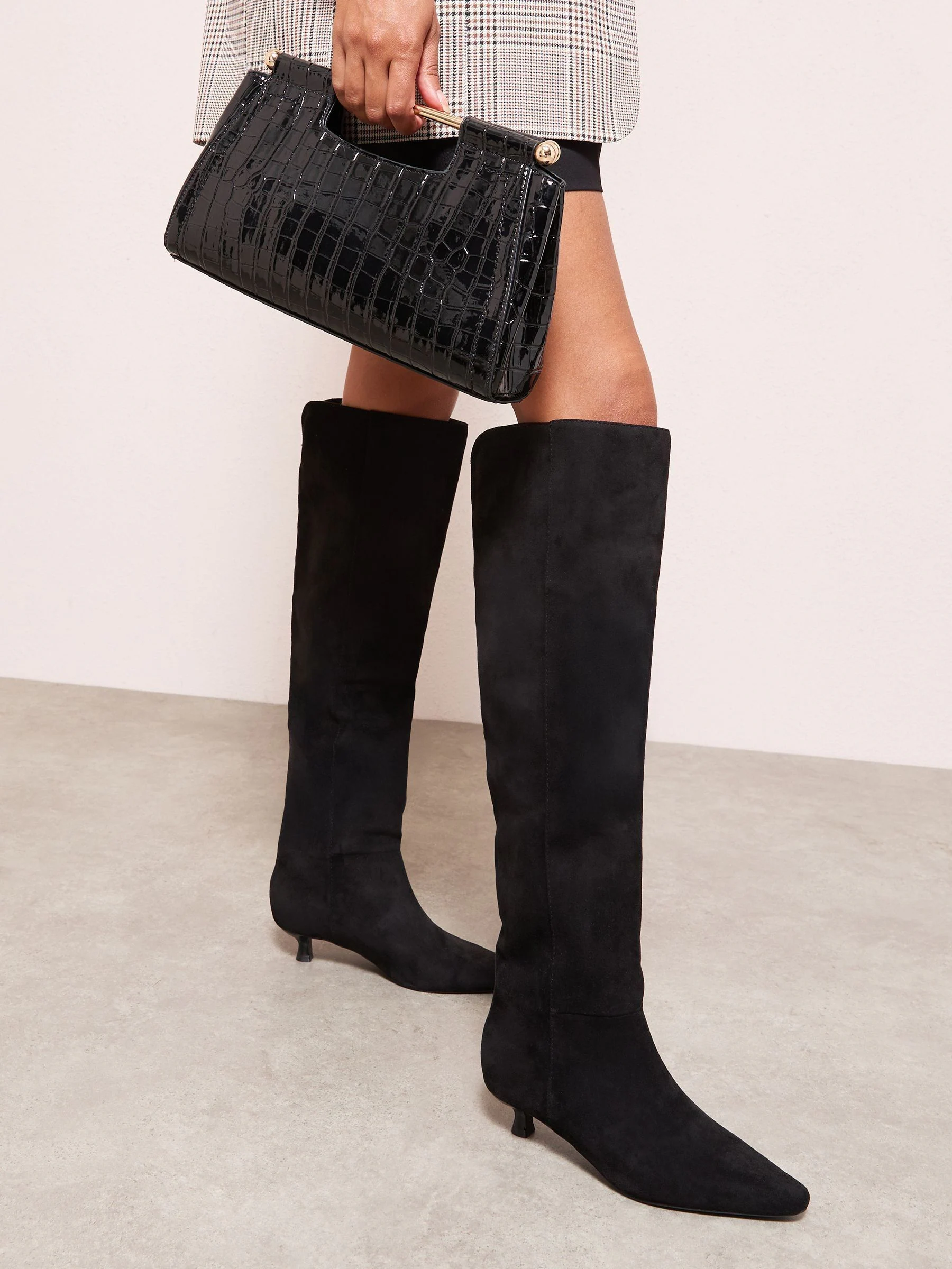 Friends Like These Faux Suede Kitten Heel Formal Over The Knee Long Boots