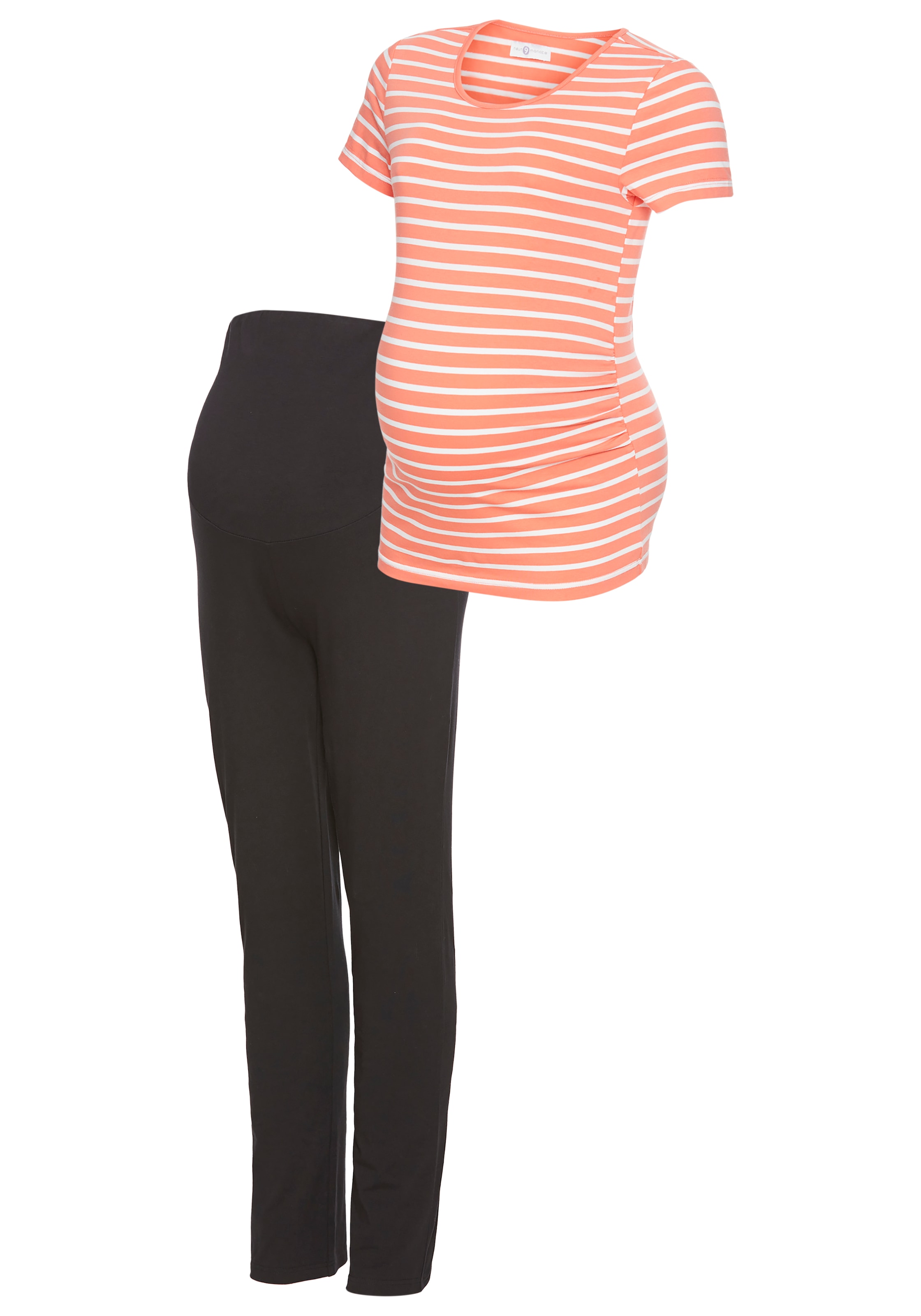 Neun Monate Umstandsshirt »2tlg. Set: T-Shirt+Leggings«, 2 Stk. Komplett Outfit für die Schwangerschaft und Stillzeit