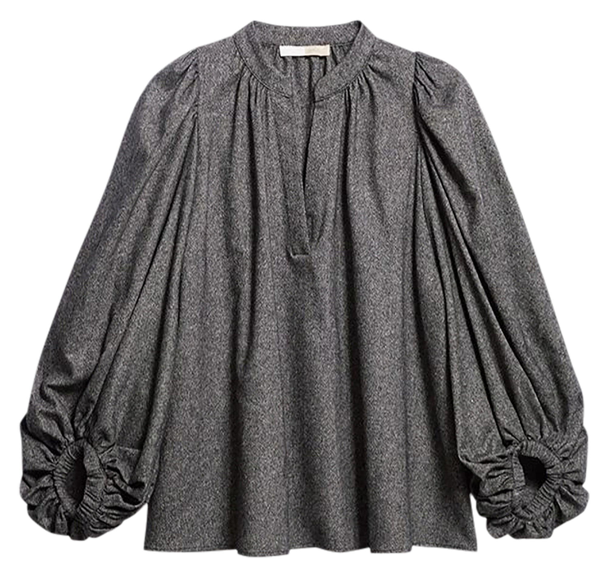 BELL - Blouse col tunisien en laine mélangée | Gris