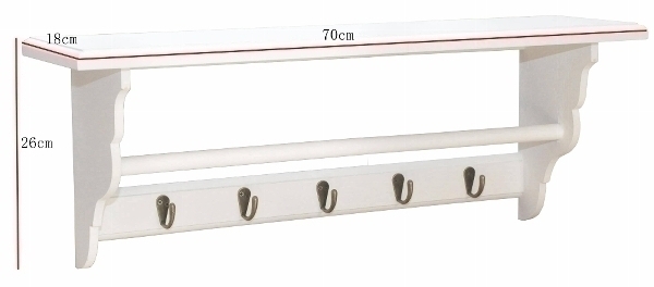 Garderobe SPECER - weiß - mit 5 Haken und Ablage
