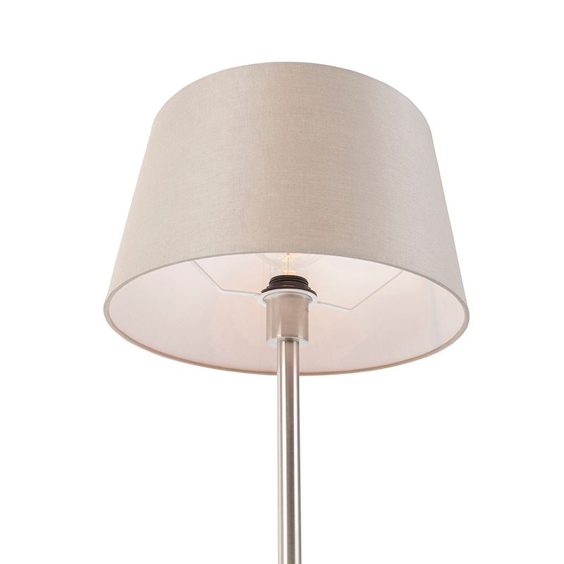 Moderne tafellamp staal met taupe kap 35 cm - Simplo