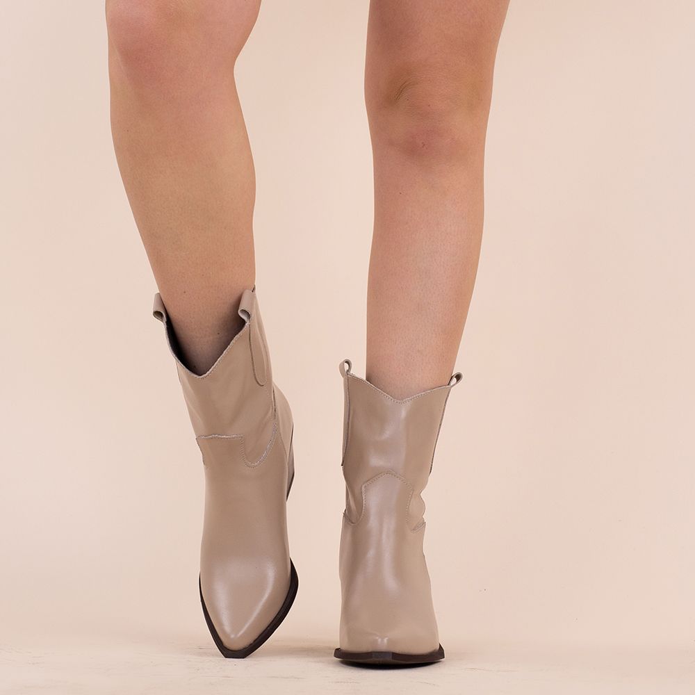 Korte cowboyboots TEX922 donker beige