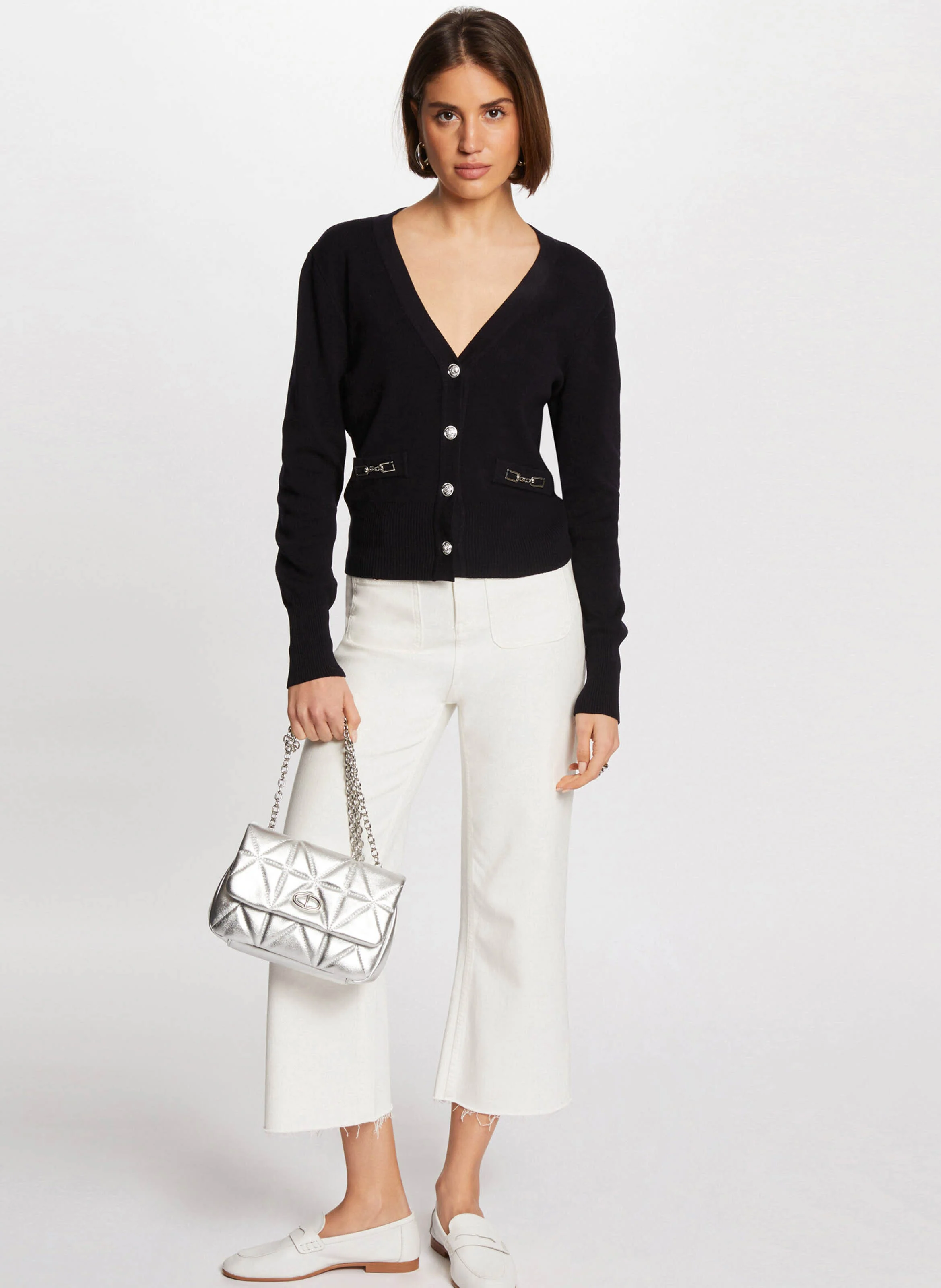 MGAYA - Gilet droit manches longues boutonné | Bleu