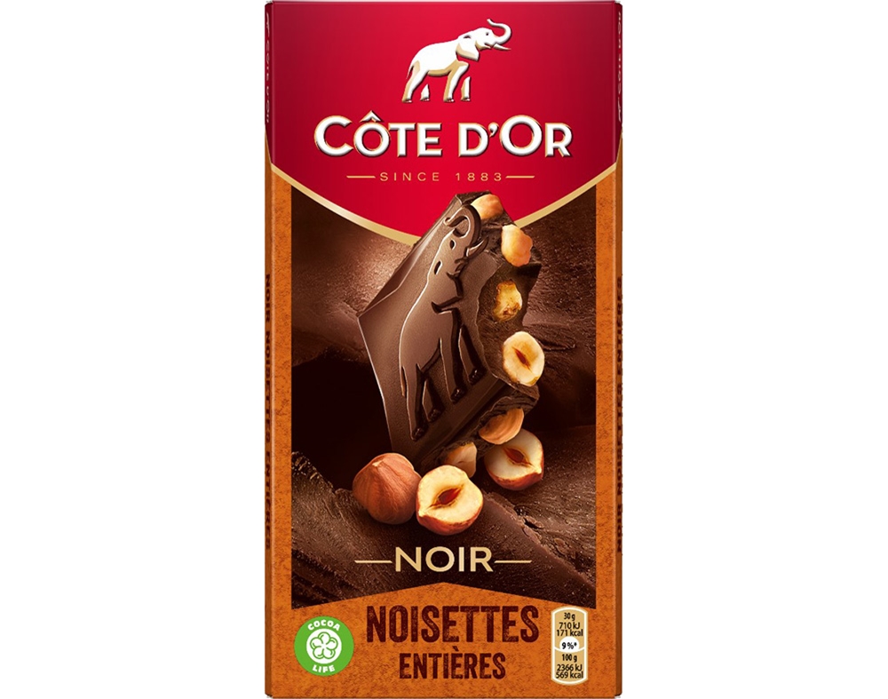 CHOCOLATE CÔTE D'OR NEGRO AVELÃS INTEIRAS 180G