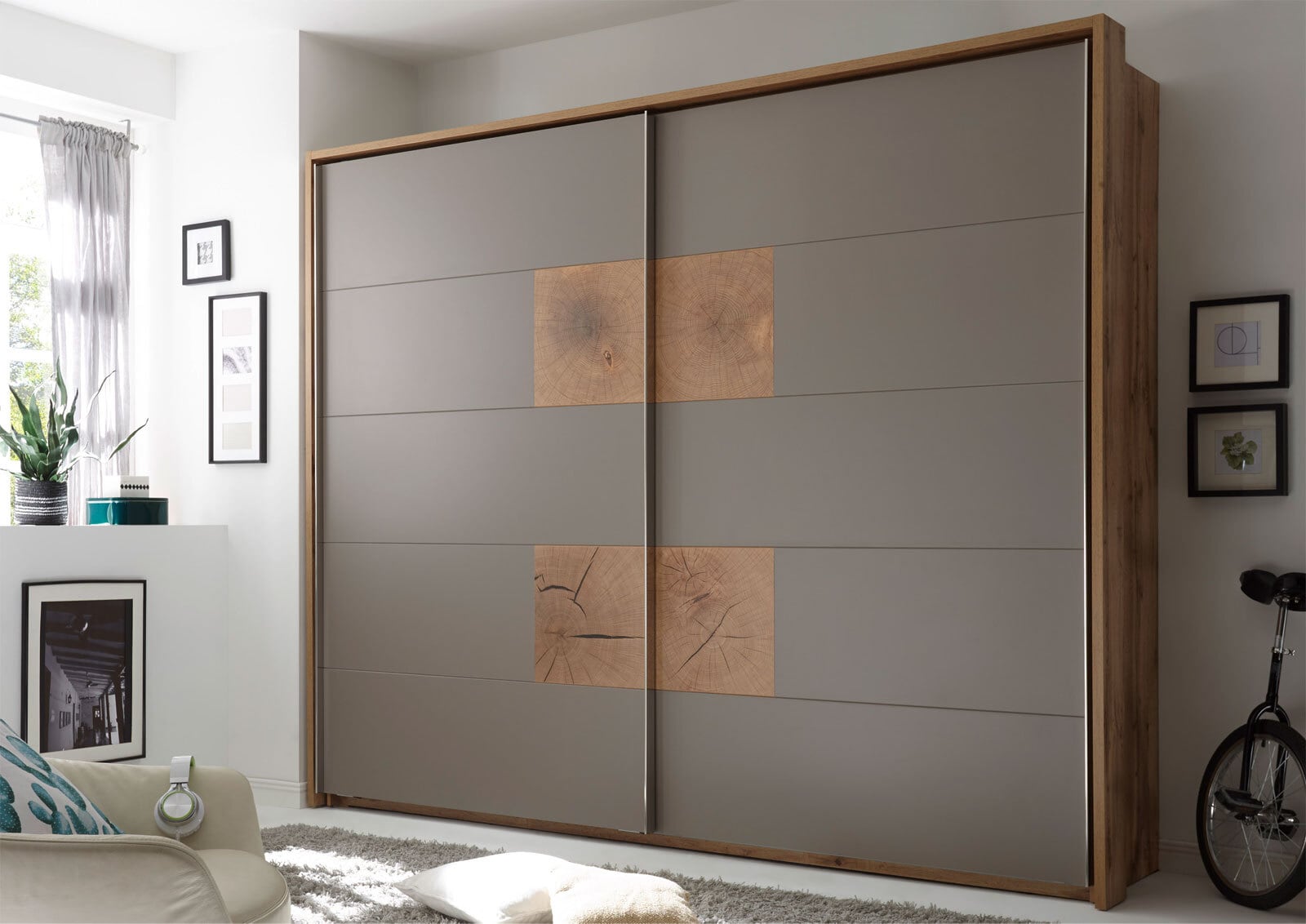 Kleiderschrank Forest Wildeiche Nachbildung/Basaltgrau Nachbildung ca. 270 x 225 x 60 cm