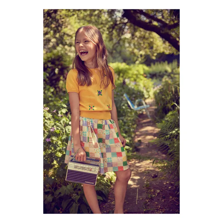 Wander & Wonder Pull Manches Courtes Pointelle Coton Bio | Jaune moutarde