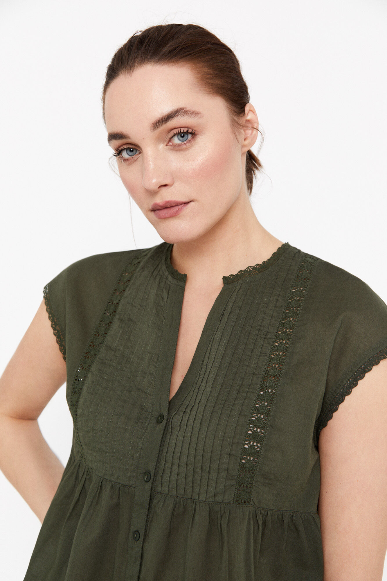 Blusa leve de algodão - Cáqui