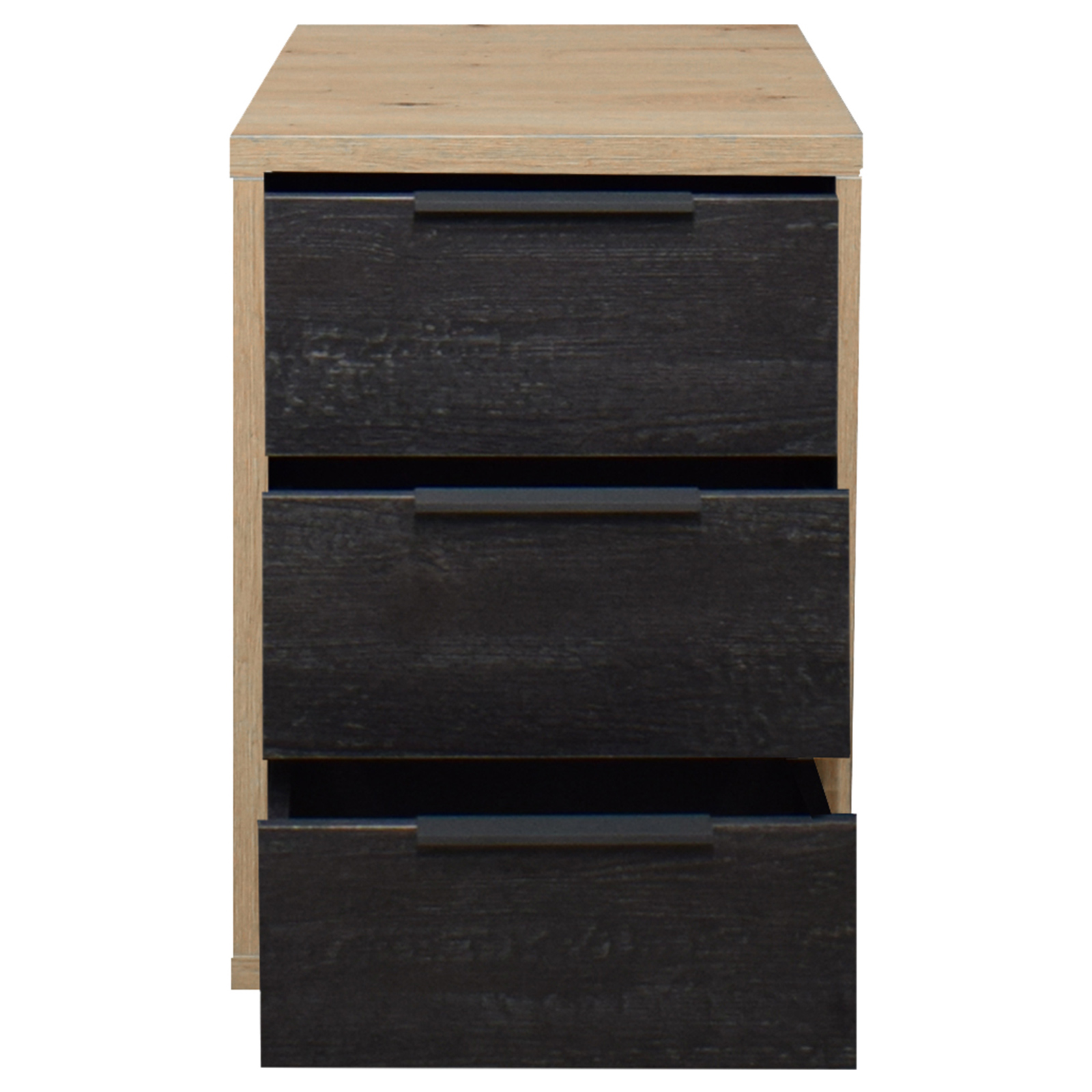 Kommode - Artisan Eiche - Flamed Wood black - 3 Schubkästen