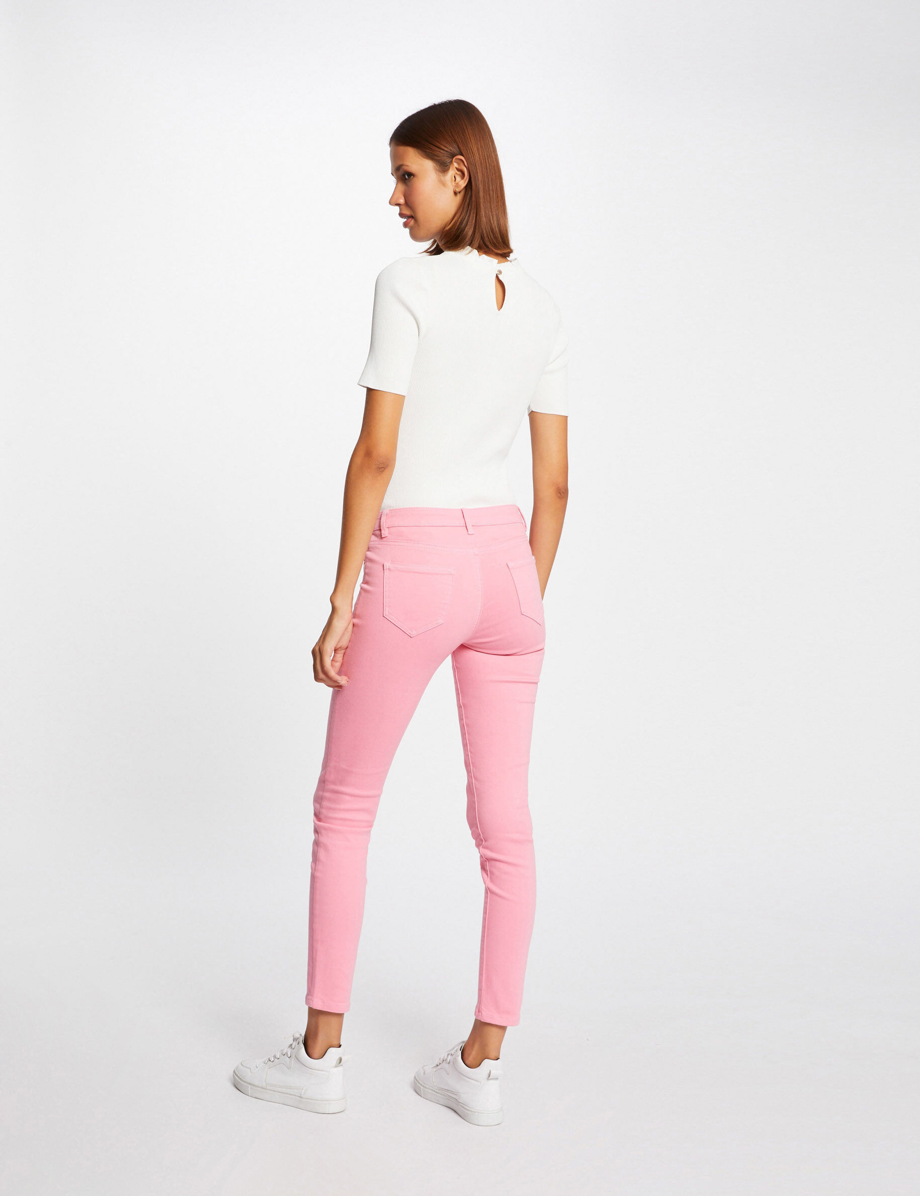 Jeans skinny taille basse rose moyen femme - rose_moyen