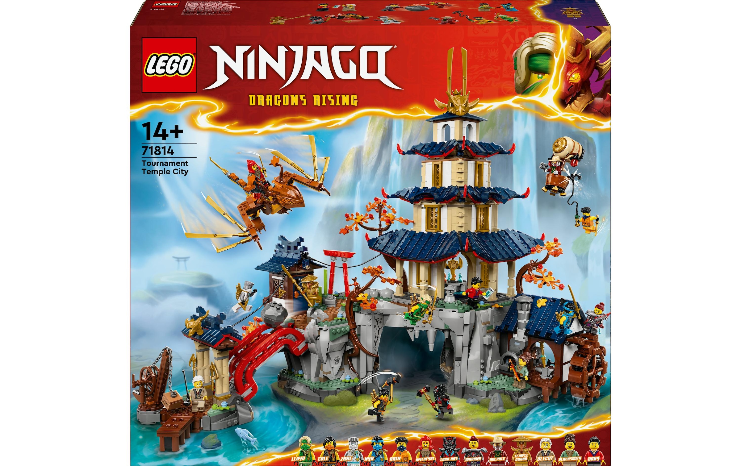 LEGO® Spielbausteine »Ninjago Turnier-Tempelstadt 71814« Interaktives Ninja-Spielset mit drehbarer Wassermühle