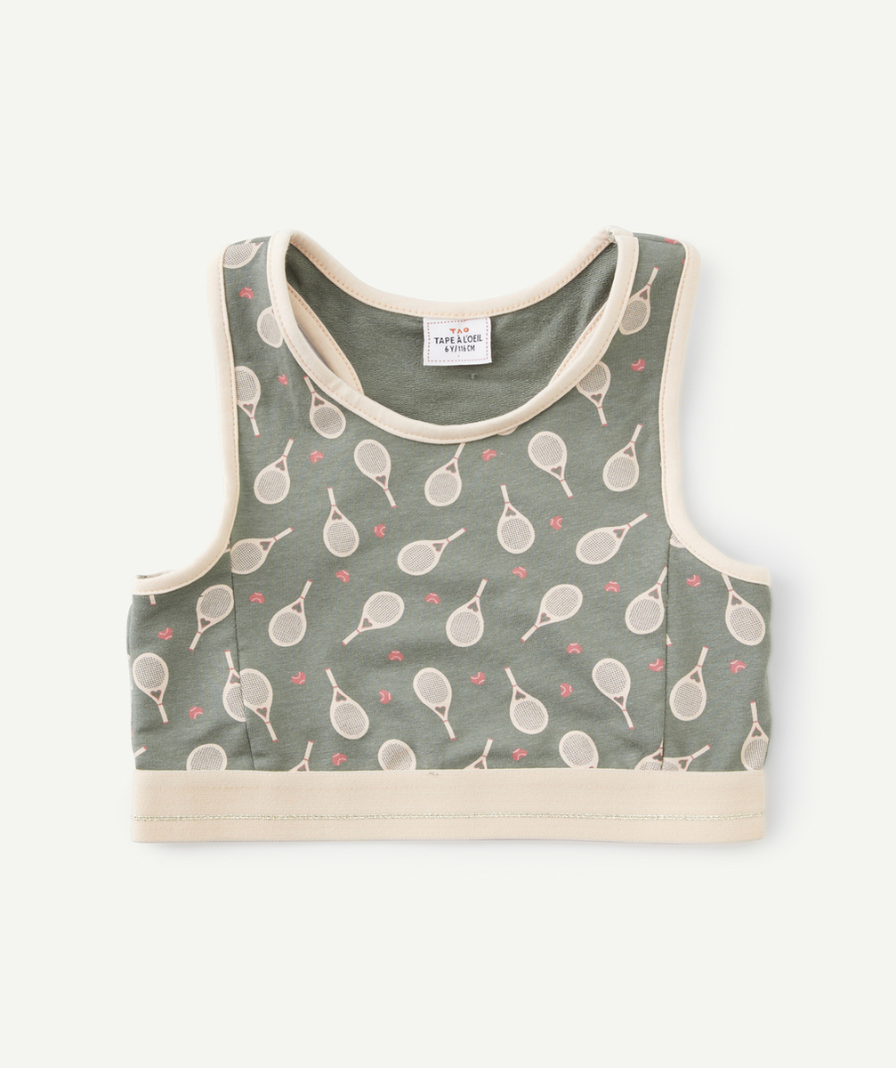BRASSIÈRE FILLE KAKI ET ROSE PÂLE THÈME TENNIS