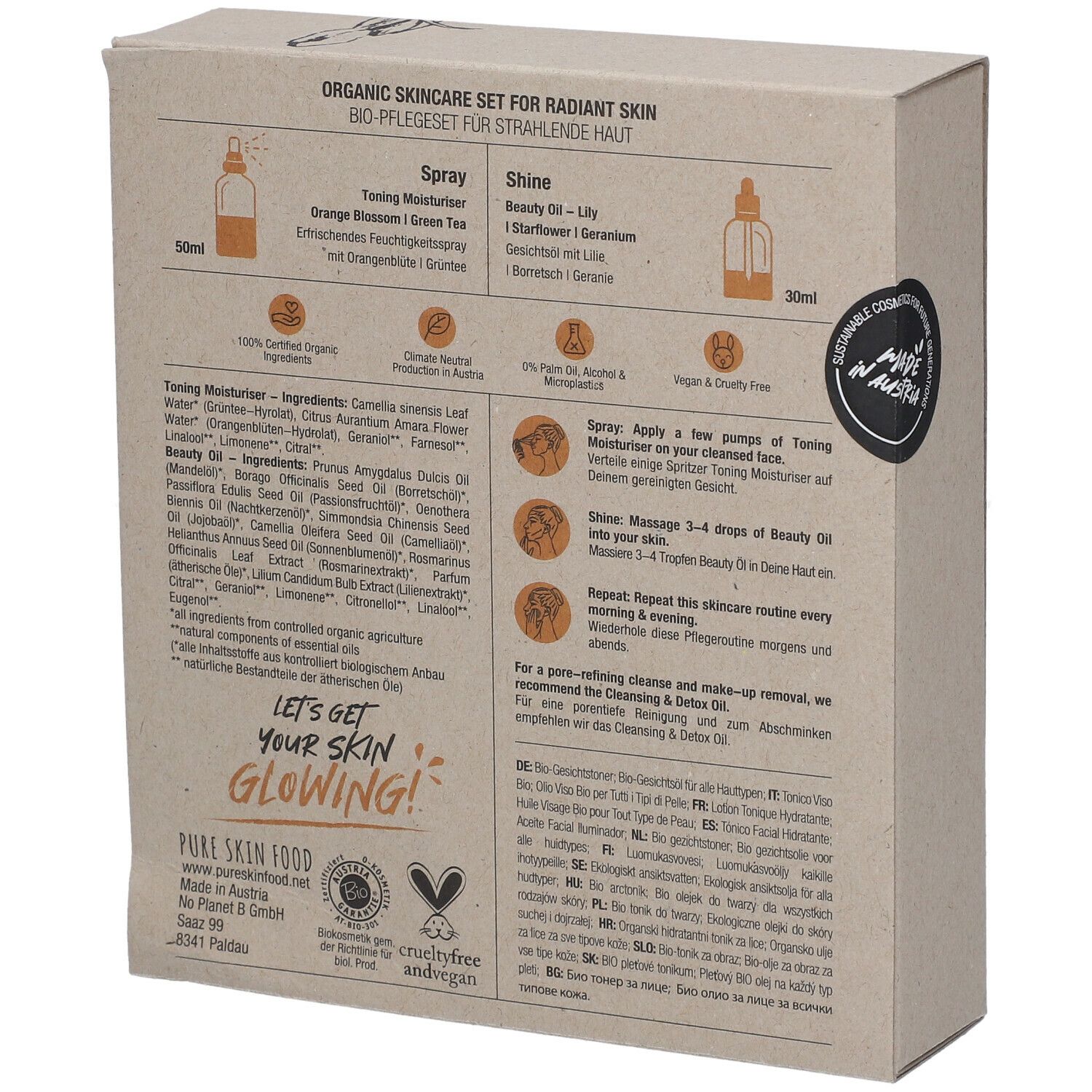 PURE SKIN FOOD Bio Skincare Set strahlende Haut