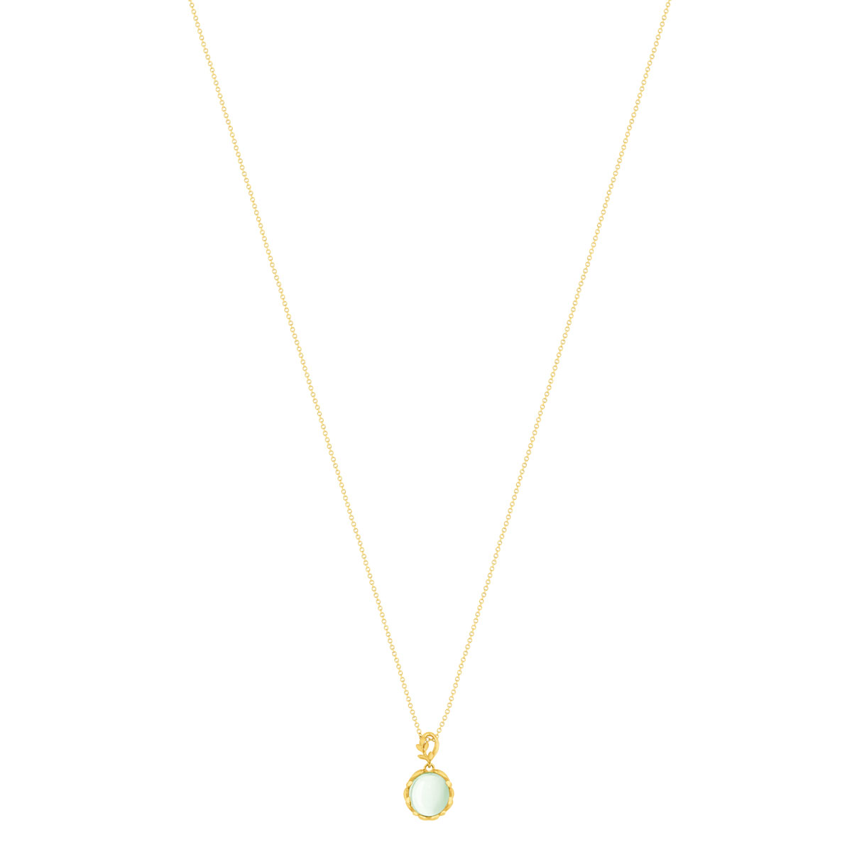 Collier or 375 jaune quartz vert 48 cm
