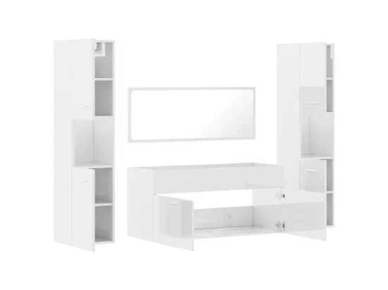 Ensemble de meubles de salle de bain 4 pcs blanc brillant