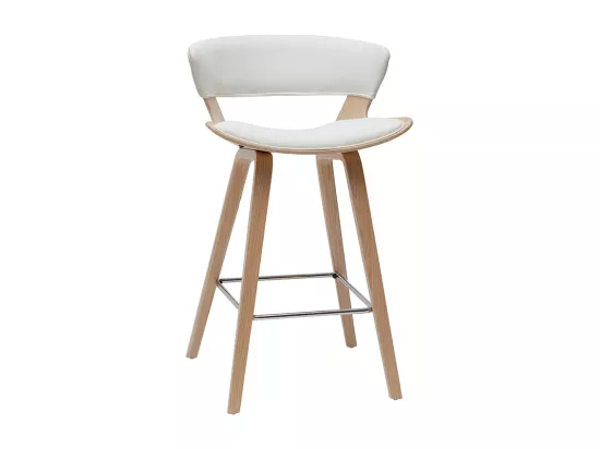 Tabouret de bar design blanc et bois clair H65 cm SYRAH