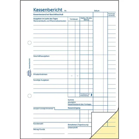 Avery Zweckform 317 Kassenbericht, A5, mit Blaupapier, 2x50 Blatt