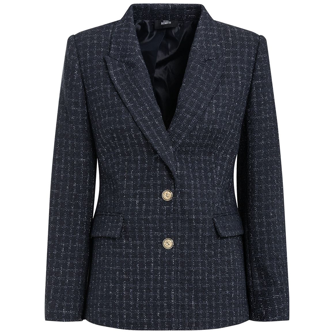 Gina Benotti Damen Blazer in Bouclé-Optik dunkelblau