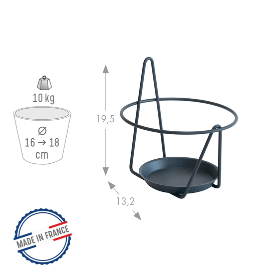 Porte-pot avec soucoupe (mural) anthracite, pour pot 16-18 cm