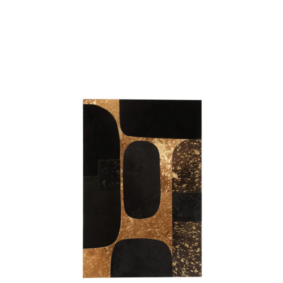 dansmamaison Cadre Rectangulaire Ovale Cuir Noir/Or Large