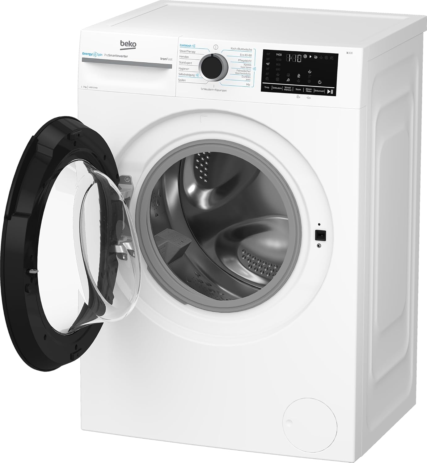 Beko BM3WFU4741N freistehende Waschmaschine, Waschvollautomat, 7 kg, EnergySpin, Schleuderwahl 1400 U/min, IronFast weniger Falten, Hygiene+ allergikergeeignet, Coldwash Wasser-& Zeitersparnis, Weiß