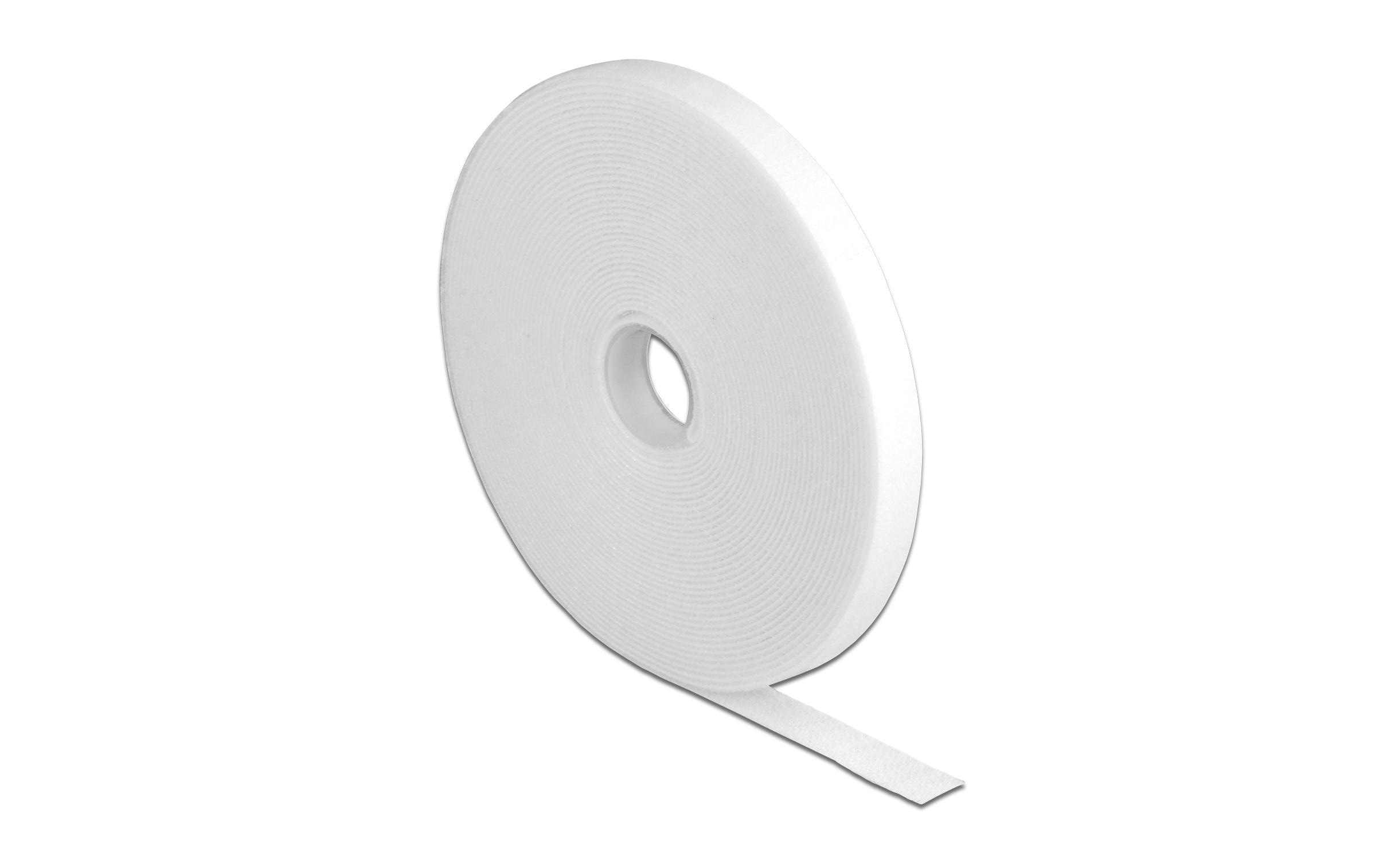 Klettband 10 m x 13 mm WeissDelock Klettband auf Rolle L 10 m x B 13 mm weiss