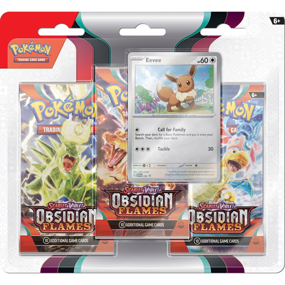 Pokémon-Sammelkartenspiel: Scarlet & Violet 3 Obsidian Flames 3er-Pack-Display