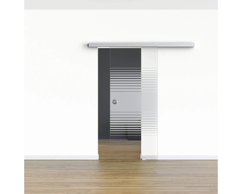 Pertura glazen schuifdeur complete set Glera Strata 900x2050 mm incl. Selir aluminium natuurbeslag, verzonken handgreep