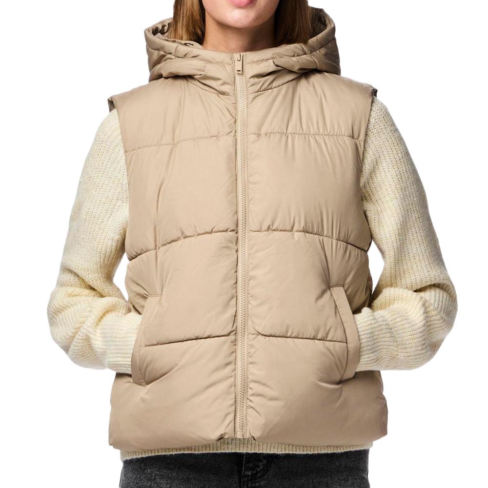 Pieces Doudoune sans manches Beige Femme Pieces New Short