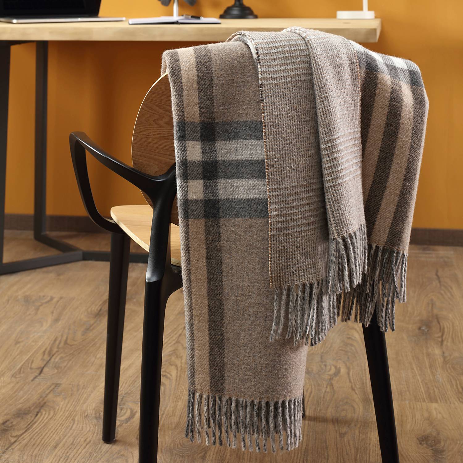 Biederlack Schurwolle/Kaschmir Plaid 