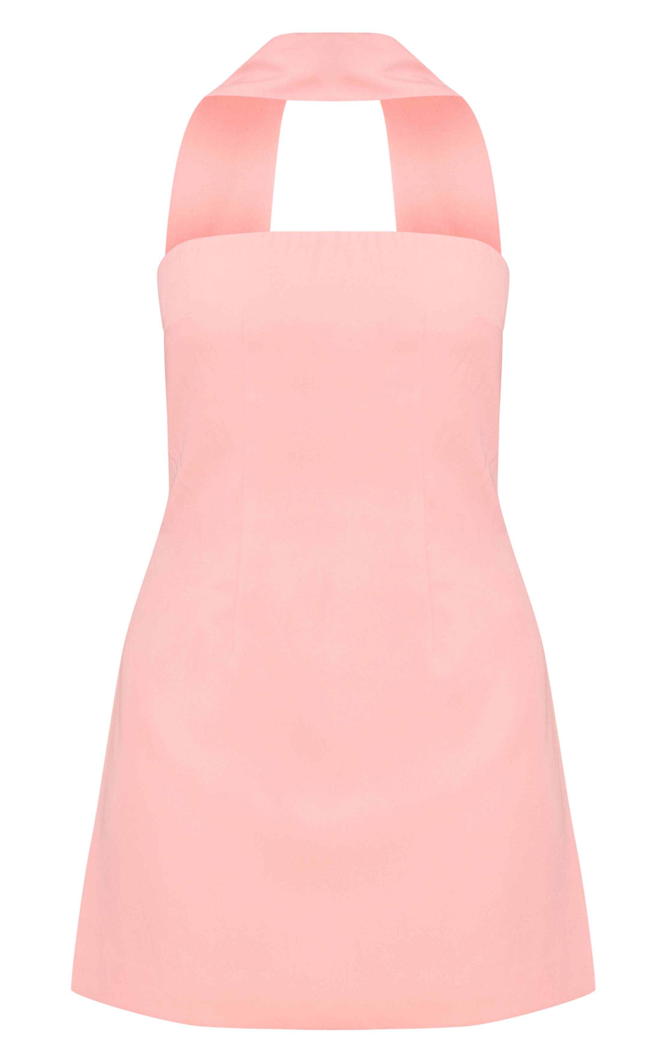 Rose Robe Droite Bandeau À Détail Foulard Tissé